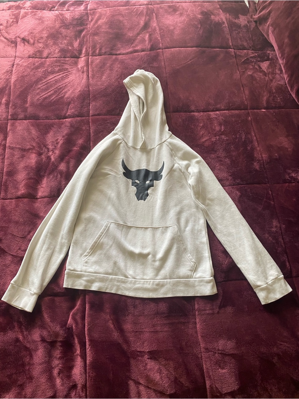 Youth Under Armour Project Rock Brahma Bull Hoodie White The Rock Kids